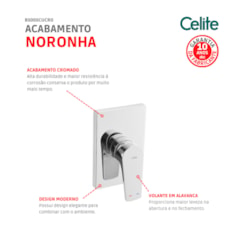 Acabamento De Monocomando Para Chuveiro Noronha Cromado Celite