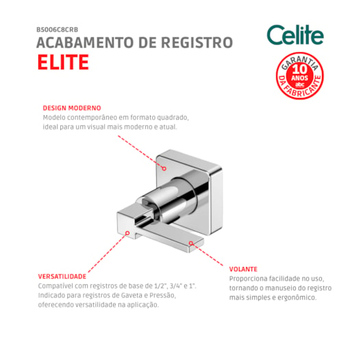 Acabamento De Registro Base Deca Elite 1/2 3/4 1 Cromada Celite - Imagem principal - 7534da5c-750a-4ecf-918f-b7e443fc886c