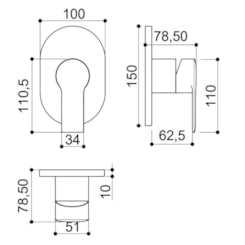 Acabamento Misturador Monocomando Para chuveiro Deca Kr6567 Cromado Kromma
