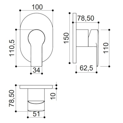 Acabamento Misturador Monocomando Para chuveiro Deca Kr6567 Cromado Kromma