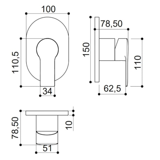 Acabamento Misturador Monocomando Para chuveiro Deca Kr6567 Cromado Kromma - Imagem principal - 55cffae6-ba82-492b-815e-93f8c86579b1