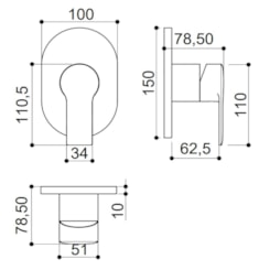 Acabamento Misturador Monocomando Para Ducha Higiênica Deca Kr6667 Cromado Kromma