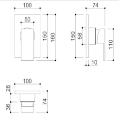 Acabamento Misturador Para Chuveiro Docol Kr7706 Dourado Kromma 4,5cm