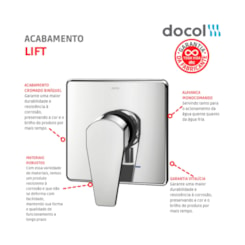 Acabamento Monocomando Para Chuveiro E Ducha Higiênica Base Deca Lift Cromada Docol