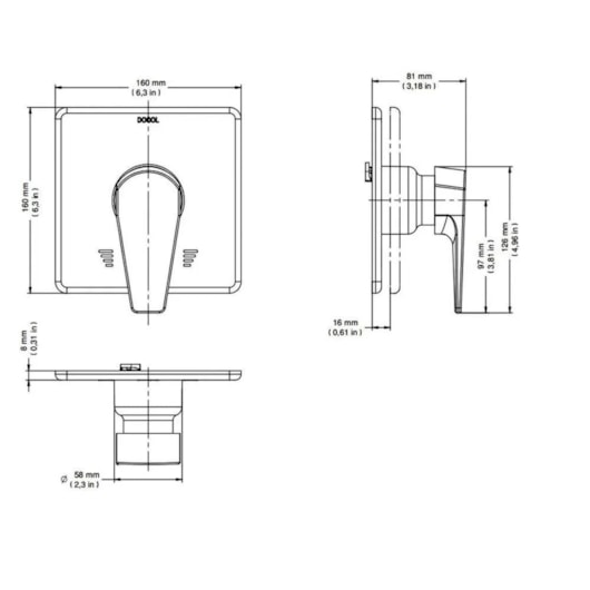 Acabamento Monocomando Para Chuveiro E Ducha Higiênica p/ Base Docol Lift Ônix Docol - Imagem principal - a482d1f3-d973-4ef9-8c32-637e5cd71394