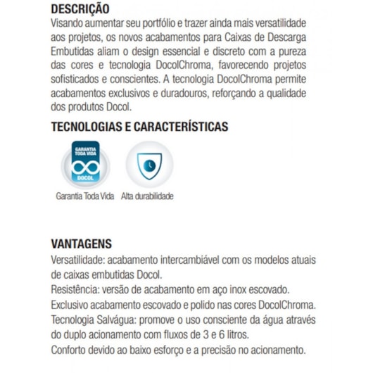 Acabamento Para Caixa De Descarga Embutida Salvágua Docol Cromado - Imagem principal - 84b356f1-318a-45f1-b14b-065fb803f589