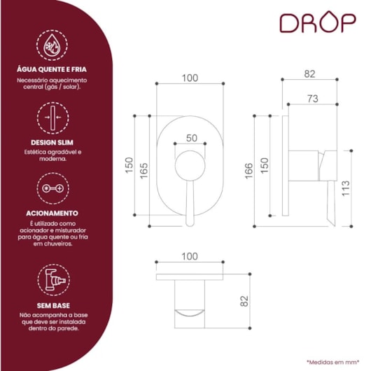 Acabamento Para Misturador De Chuveiro Base Deca Black Matte Drop - Imagem principal - f67f9466-897c-4fe5-ae43-b66e5e6d3341