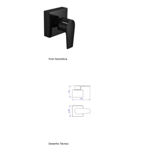 Acabamento Para Registro 11/4 E 11/2 Level Black Matte Deca - Imagem principal - 4243fd08-3621-4185-b556-67ae0b97e68a