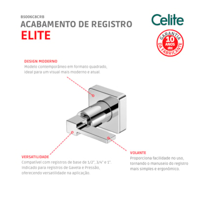 Acabamento Para Registro Base Deca 1/2 3/4 1 Elite Cromado Celite