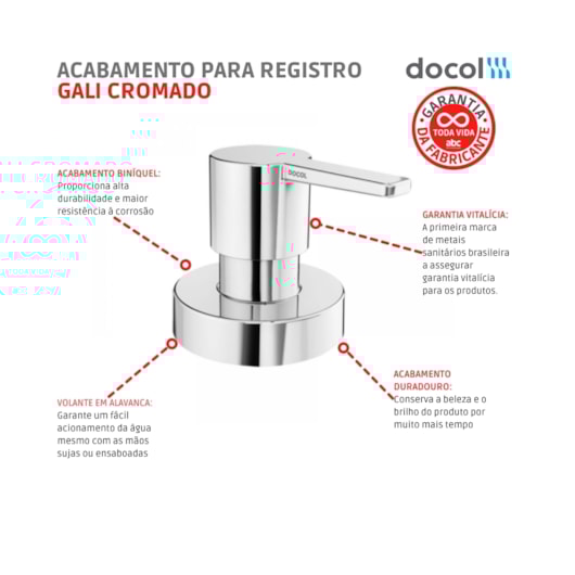 Acabamento Para Registro Base Deca Gali 1/2 3/4 1 Cromado Docol - Imagem principal - 90d15d92-949e-47b7-88b3-225021bd07a2