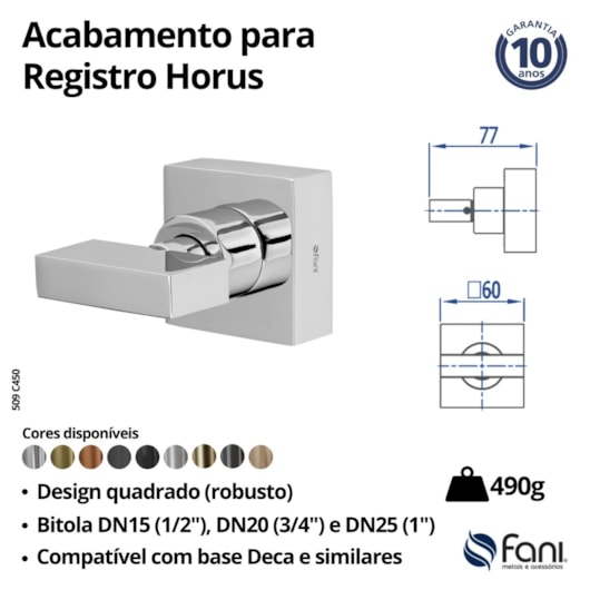 Acabamento Para Registro Base Deca Horus 3/4 450 509 Cromado Fani - Imagem principal - a9e90d40-4315-4885-acfe-d21be6fc4c69