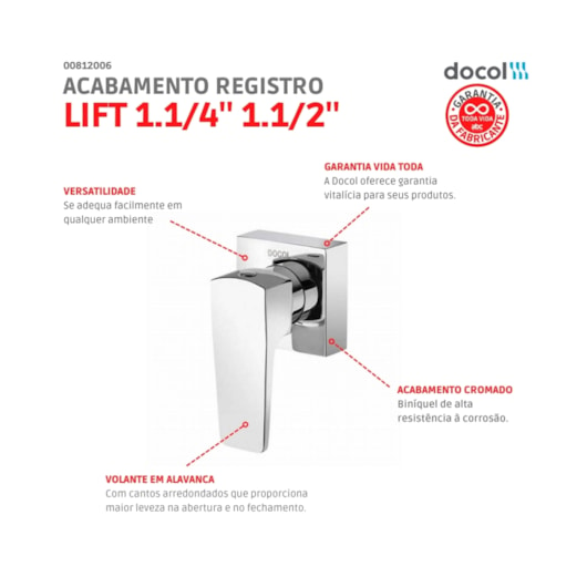 Acabamento Para Registro Base Deca Lift 1.1/4 1.1/2 Cromada Docol - Imagem principal - 5e4e9e6d-cea6-4833-8af7-f10490e243c6