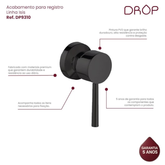 Acabamento Para Registro Base Deca Meber Docol Black Matte Drop - Imagem principal - 2da81190-2b56-4c42-8713-4ccc941052c6