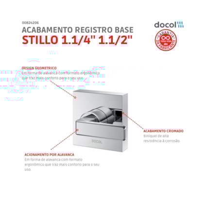 Acabamento Para Registro Base Deca Stillo 1.1/4 1.1/2 Cromado Docol
