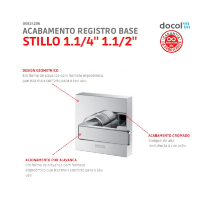 Acabamento Para Registro Base Deca Stillo 1.1/4 1.1/2 Cromado Docol