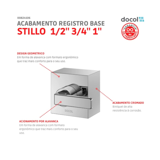 Acabamento Para Registro Base Deca Stillo 1/2 3/4 1 Cromado Docol - Imagem principal - e6c99364-8cee-4d41-9286-7c562de7e8c6