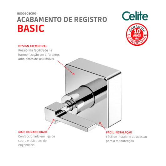 Acabamento para Registro de Gaveta e Pressão Base Deca 1.1/4 1.1/2 Elite Cromado Celite - Imagem principal - 18e4e831-7d8a-4e07-bde9-efb6cd2879bb