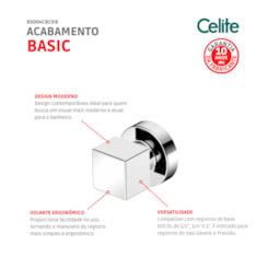 Acabamento para Registro de Gaveta e Pressão Base Deca 1/2 3/4 1 Basic Plus Cromado Celite