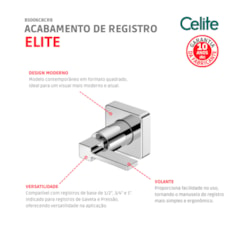 Acabamento para Registro de Gaveta e Pressão Base Deca 1/2 3/4 1 Elite Cromado Celite