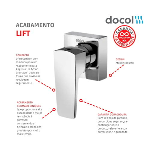 Acabamento Para Registro De Gaveta E Pressão Base Deca Lift 1/2 3/4 1 Cromado Docol - Imagem principal - 0da5a64a-5d3f-4951-b0da-74a50996729a