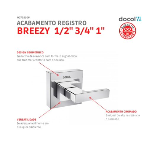 Acabamento Para Registro Docolbase Breezy 1/2 3/4 1 Cromado Docol - Imagem principal - 01c031e6-25f7-44af-8ef1-e2deca6f9b79