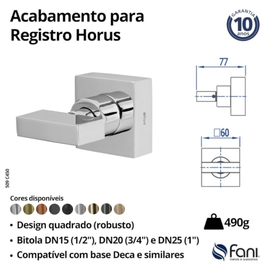 Acabamento para Registro Preto Fosco Horus 509 3/4 BK450 1/2, 3/4 e 1 Fani - Imagem principal - 7ac1d55c-555f-4773-9350-35cd8f29d471