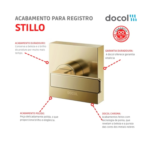 Acabamento Para Registro Stillo 1/2 3/4 1 Ouro Polido Docol - Imagem principal - fae9259f-86de-4d00-8e5c-ebc21a5ccf74