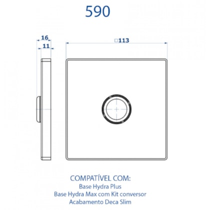 Acabamento Para Válvula De Descarga 590 Bases Deca Slim E Hydra Preto Fosco Fani