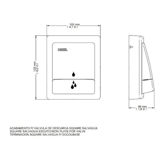 Acabamento Para Válvula De Descarga Square Cromado Docol - Imagem principal - 57a59ab3-a81e-42da-91fa-3dc6556f6198