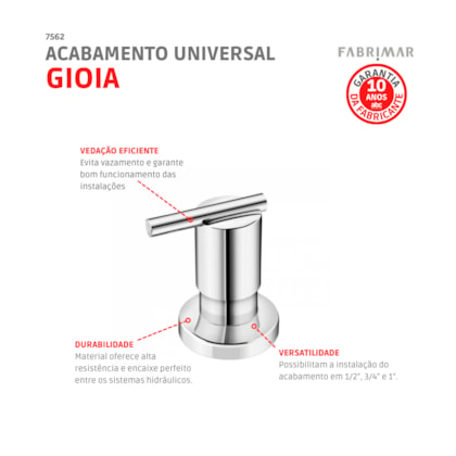 Acabamento Universal Gioia Cromado 1/2,3/4 E 1 Fabrimar