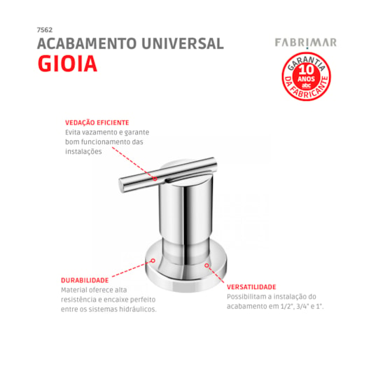 Acabamento Universal Gioia Cromado 1/2,3/4 E 1 Fabrimar - Imagem principal - f16daded-22a8-406c-81c7-4c10ef91bb7d