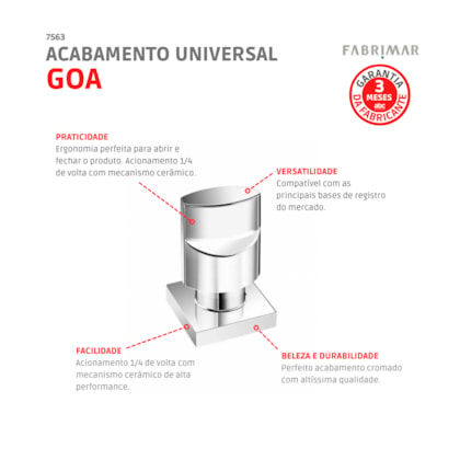 Acabamento Universal Goa Cromado 1/2 , 3/4 E 1 Fabrimar