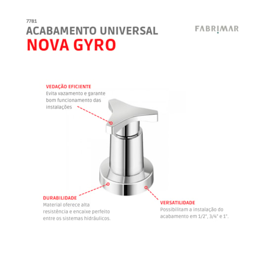 Acabamento Universal Nova Gyro 1/2, 3/4 E 1 Cromado Fabrimar  - Imagem principal - ed0ee542-e40b-45e2-a758-332187e7af03