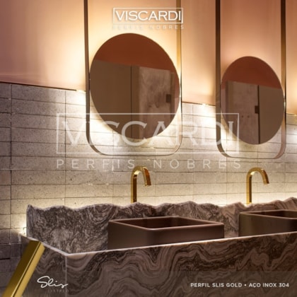 Acabamento Viscardi Para Parede Slis 76 Slis Gold Aço Inox 304