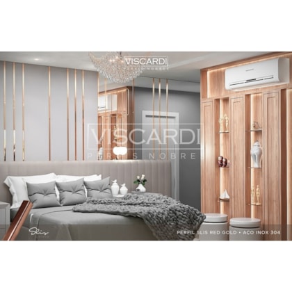Acabamento Viscardi Para Parede Slis 77 Slis Red Gold Aço Inox 304