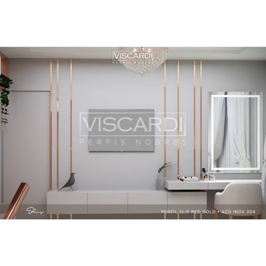 Acabamento Viscardi Para Parede Slis 77 Slis Red Gold Aço Inox 304  - Imagem principal - 31a2b40a-8faa-4156-8dd1-e8f0ef17bfe0