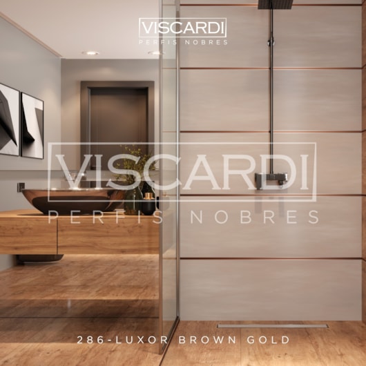 Acabamento Viscardi Para Piso E Parede Luxor 286 Brown Gold Acetinado Alumínio Anodizado - Imagem principal - 6241ef6c-a96a-4d53-a4bf-af4aabcbf220