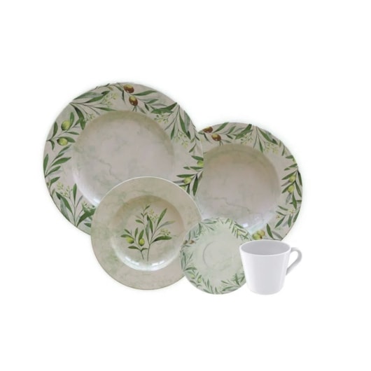 Aparelho De Jantar Oliva em Porcelana Decorada 20 Peças Tramontina  - Imagem principal - fd47d215-95f7-430c-aadb-5568556c8c23