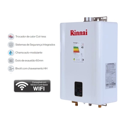 Aquecedor A Gás Digital 21 Litros Glp E211 Feh Branco Rinnai - Imagem principal - c267131f-5fc8-45ce-a806-b72c82503763