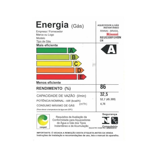 Aquecedor A Gás Digital 32,5l Gn E33 1 Feh Prata Rinnai - Imagem principal - 43ba073d-8f13-4080-a988-70bd5c5c7351