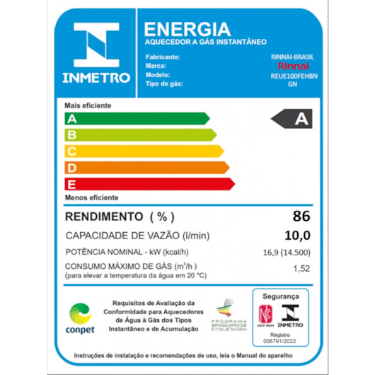 Aquecedor A Gás Digital E10 Feh Glp Rinnai - Imagem principal - 24ac0398-ab5e-4332-af96-10b48368694a