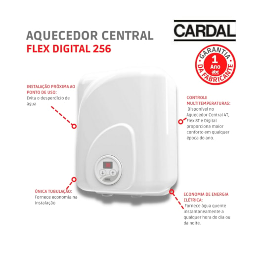 Aquecedor Central Flex Digital Aq-256/2 220v Cardal - Imagem principal - 605b37b2-88e9-49a8-885c-67d8f84344ab