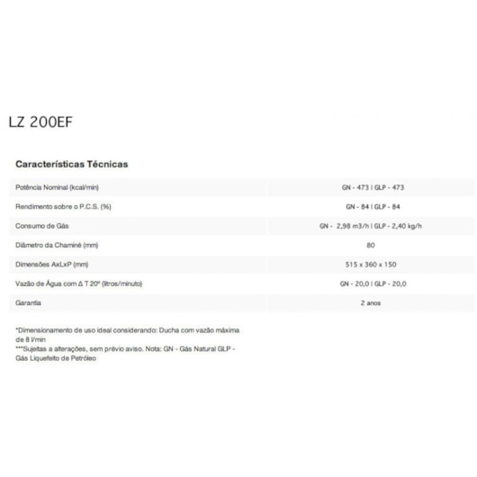 Aquecedor De Água A Gás Mecânico 20l Gn Ef Lz 200 Branco Lorenzetti - Imagem principal - 95277ddb-42b7-4a25-b58c-cd01fd14546a