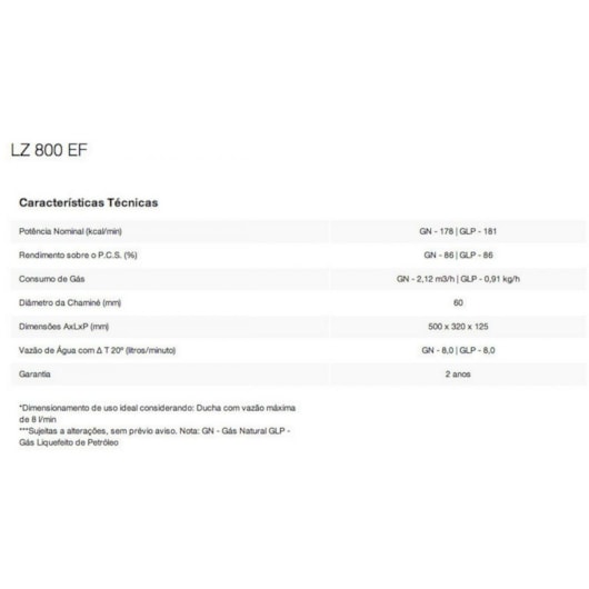 Aquecedor De Água A Gás Mecânico 8l Glp Ef Lz 800 Branco Lorenzetti - Imagem principal - c0c4b752-e344-400c-b1e1-ae8662f3383c