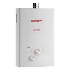 Aquecedor De Água A Gás Mecânico 8l Glp Ef Lz 800 Branco Lorenzetti