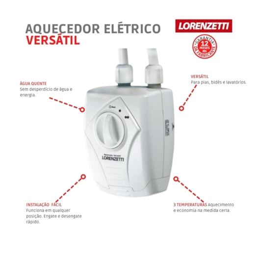 Aquecedor Elétrico Versátil 127V 5500W Branco Lorenzetti - Imagem principal - be8b5a27-ef4c-4436-b555-41bf44450c0e