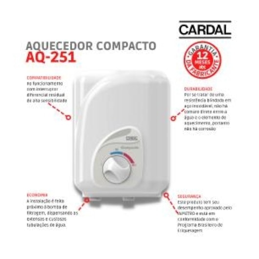 Aquecedor Para Piscina Compacto 220v Aq-251/2 Cardal - Imagem principal - 9dfefe3a-df0e-4d0a-90b7-36b9c28b9298