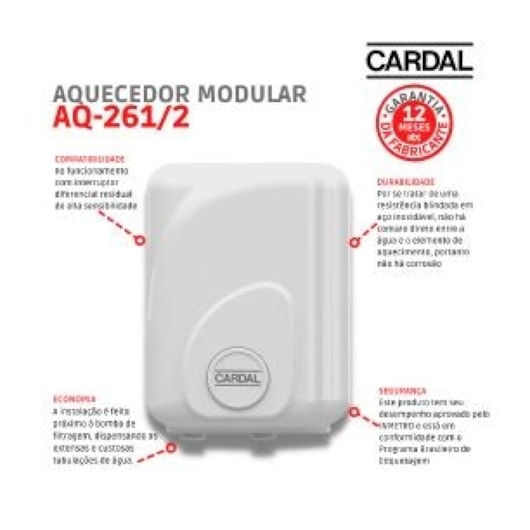 Aquecedor Para Piscina Modular Aq-261/2 220v Cardal - Imagem principal - 374aaaa5-8781-46b7-9cb3-b90134a46096