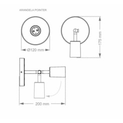Arandela Pointer 1XE27 Preto Fosco Taschibra