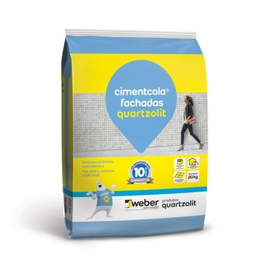 Argamassa Cimenticola Fachadas Ac3 Cinza Quartzolit 20kg - Imagem principal - c38264ff-fd62-45ae-ad4d-9e1d73b54760